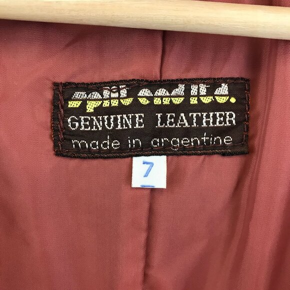 Vintage 70s Genuine Leather Trench Coat With Hood size 7 - Picture 5 of 13